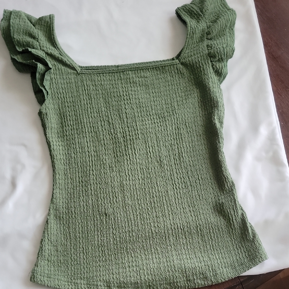 SHEIN Olive Green Smocked Tank Top